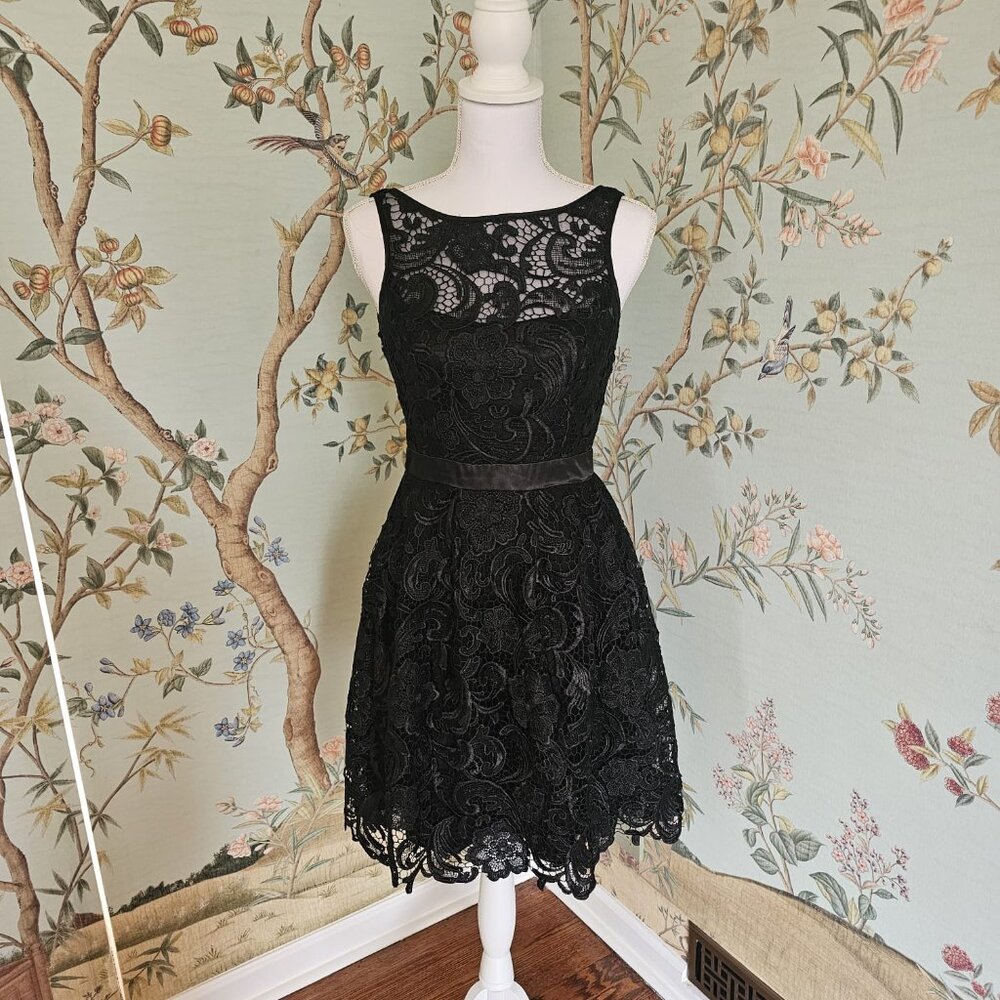 Aidan Mattox Black Lace Dress